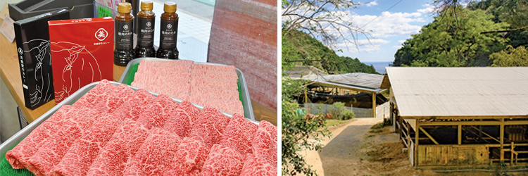美熊野牛の年間出荷頭数は90頭前後。右は岡田牧場