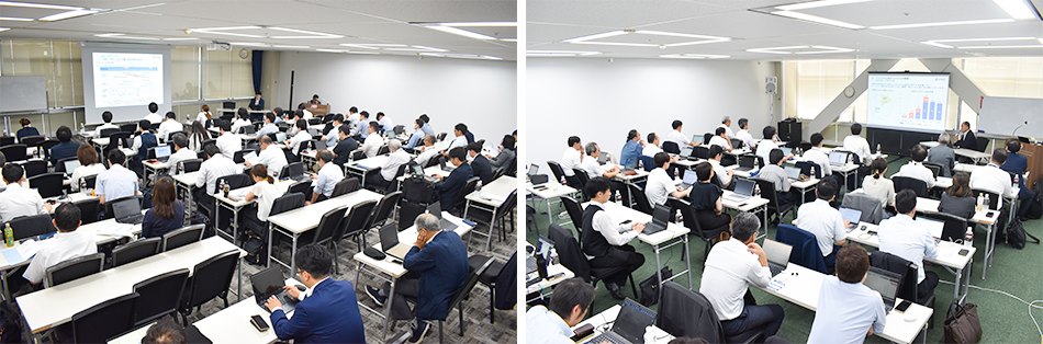 eLTAXの説明会（左）と公会計の説明会（右）