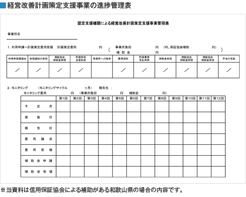 経営改善計画策定支援事業の進捗管理表