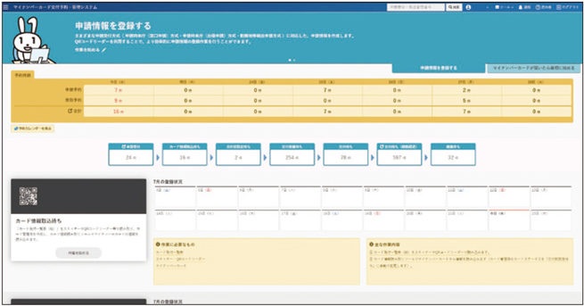 TASKクラウド マイナンバーカード交付予約・管理システム（トップ画面）