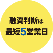 融資判断は最短5営業日