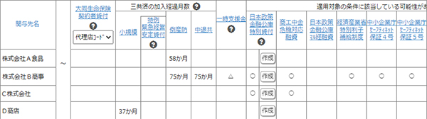 「緊急支援関与先チェック」機能の画面サンプル