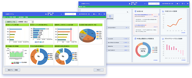 TASKクラウド公会計システム 会計監査画面 マネジメントポータル画面