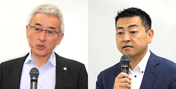左から鈴木信二会長と分銅雅一研修所長