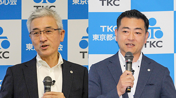 鈴木信二会長（左）と分銅雅一研修所長