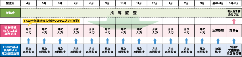 TKC社福研会員による月次巡回監査と財務会計に関する事務処理体制の向上に対する支援業務（図）